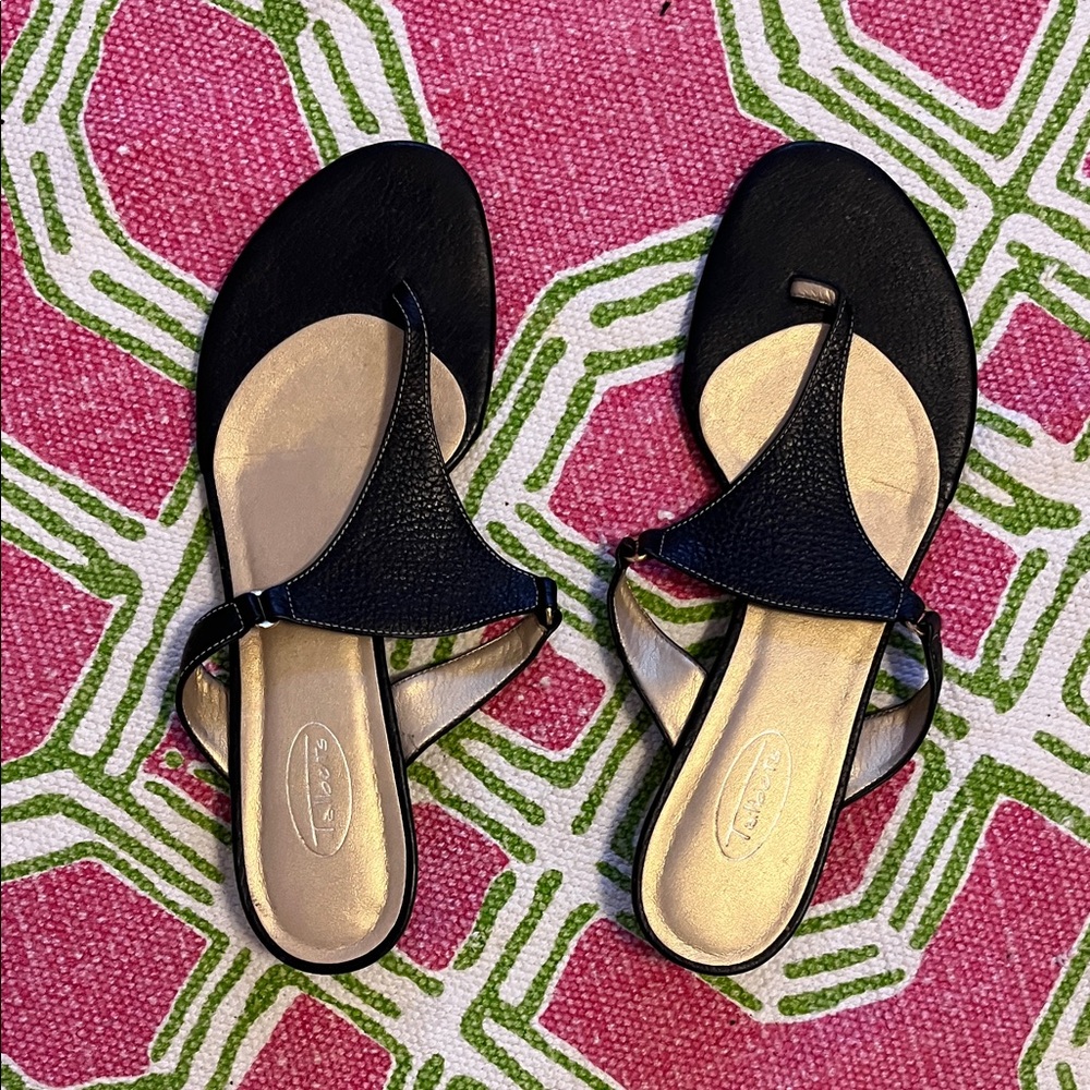 Talbots Black and Gold Sandals